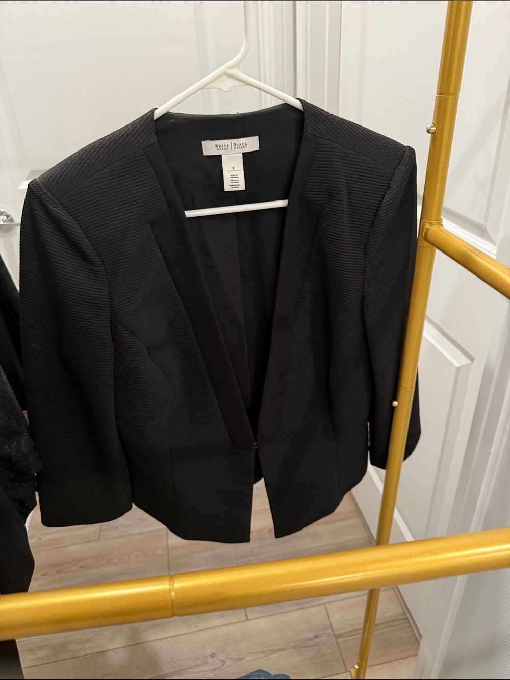 White House Black Market Black Open-Front Textured Blazer